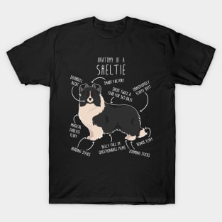 Bi Black Sheltie Shetland Sheepdog Anatomy T-Shirt